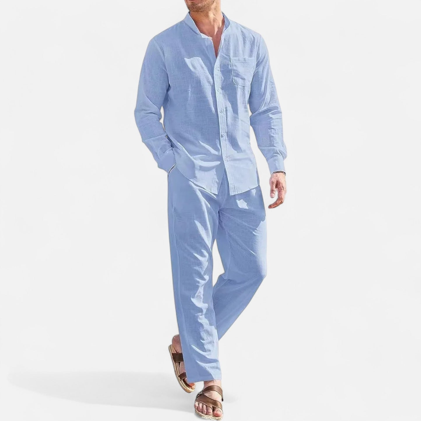 Delvoir | Men’s Long Sleeve Linen Two-Piece Set