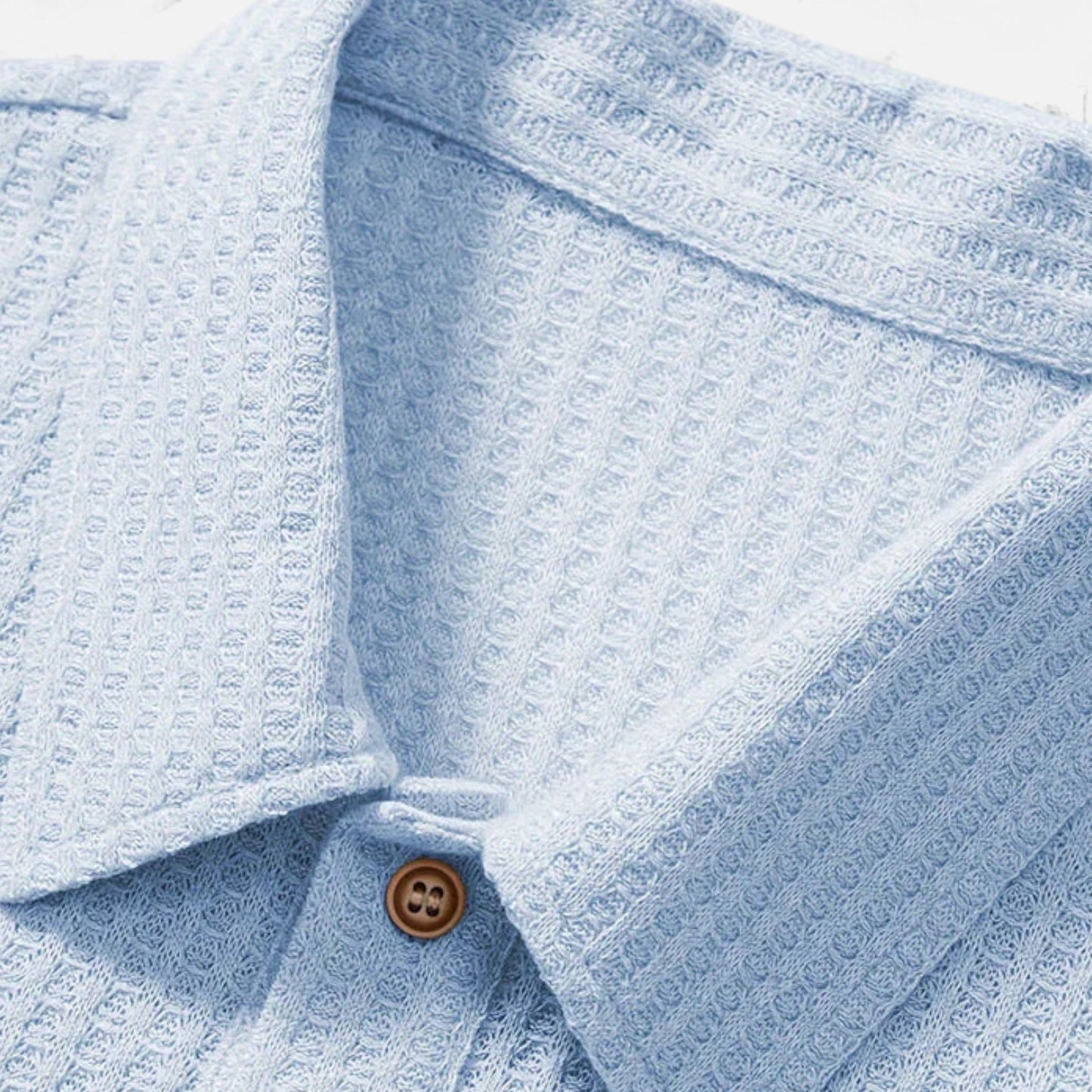 Delvoir Men’s Waffle Knit Polo Shirt – Elevated Texture, Supreme Flexibility