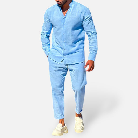 Delvoir | Men’s Long Sleeve Two-Piece Set – Refined Comfort, Effortless Versatility
