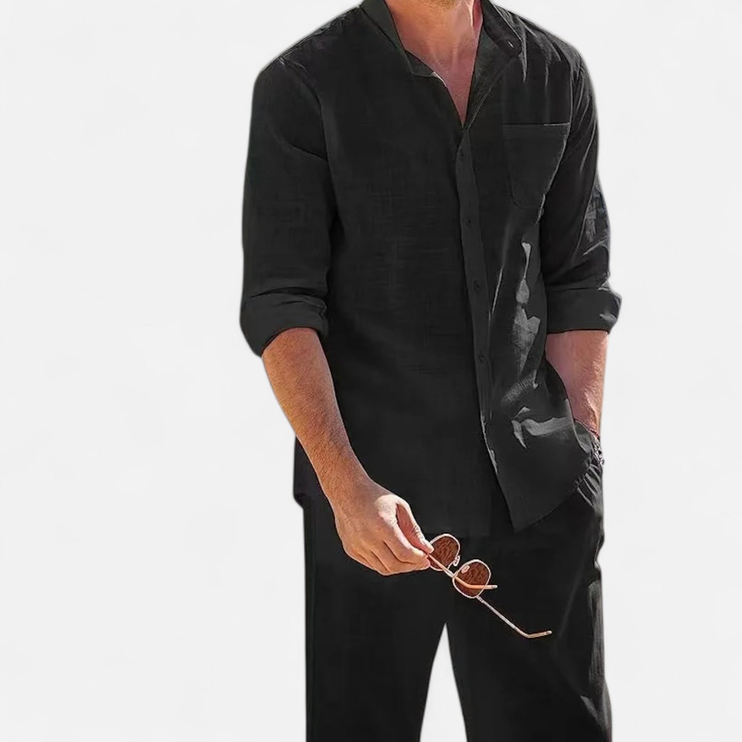Delvoir | Men’s Long Sleeve Linen Two-Piece Set