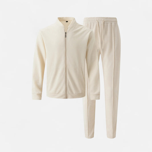 Delvoir | Men’s Long Sleeve Two-Piece Zipper Set – Relaxed Sophistication, All-Season Versatility