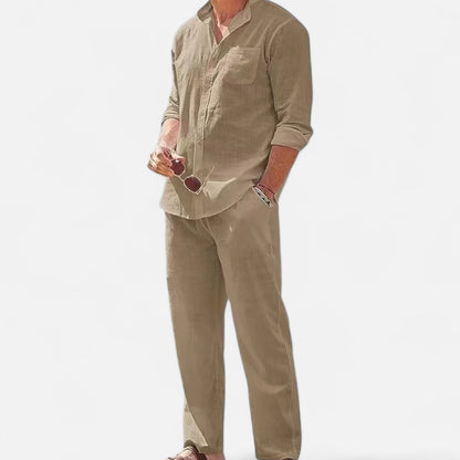 Delvoir | Men’s Long Sleeve Linen Two-Piece Set