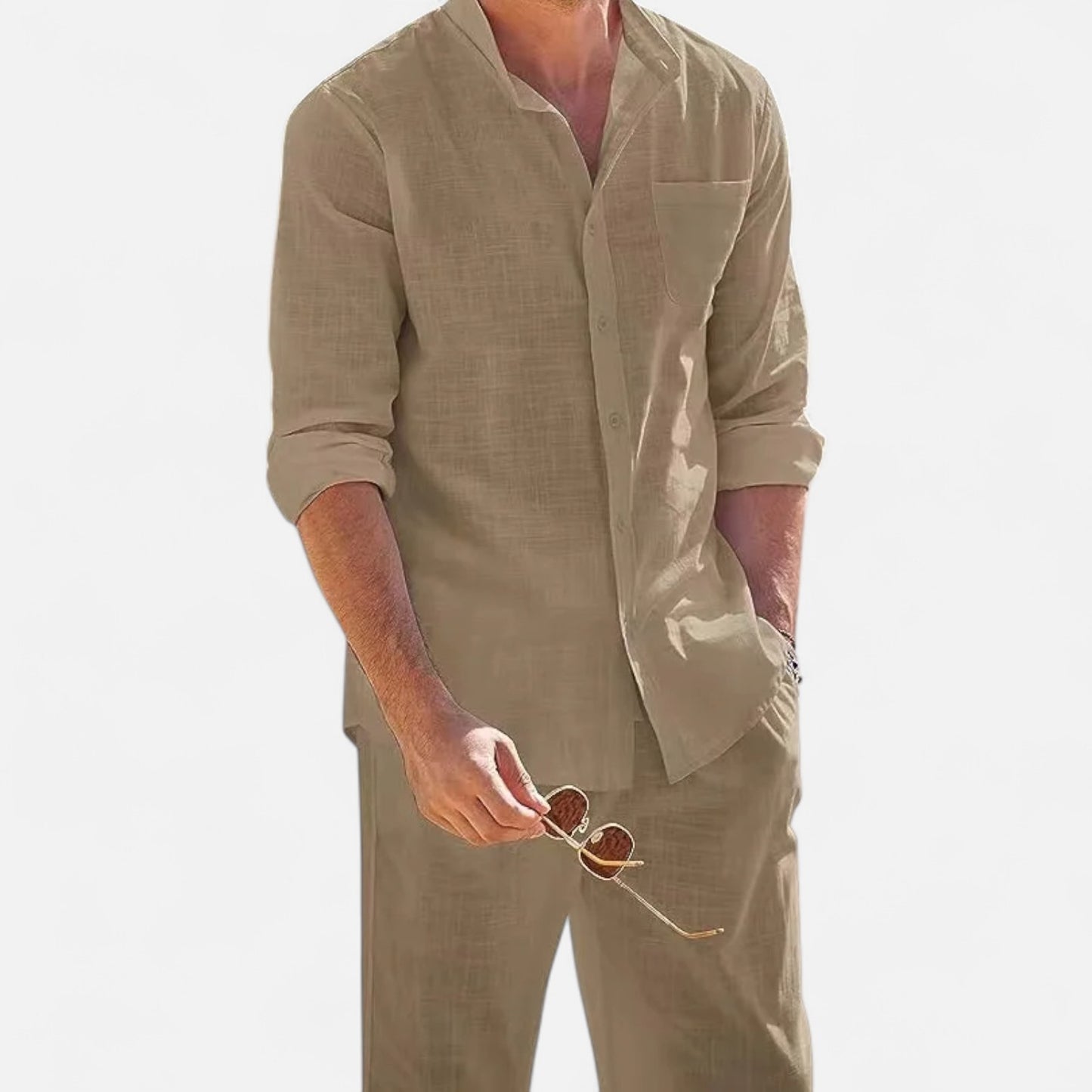 Delvoir | Men’s Long Sleeve Linen Two-Piece Set