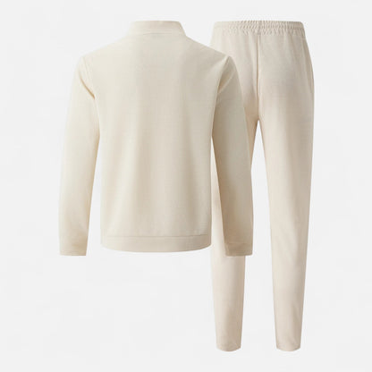 Delvoir | Men’s Long Sleeve Two-Piece Zipper Set – Relaxed Sophistication, All-Season Versatility