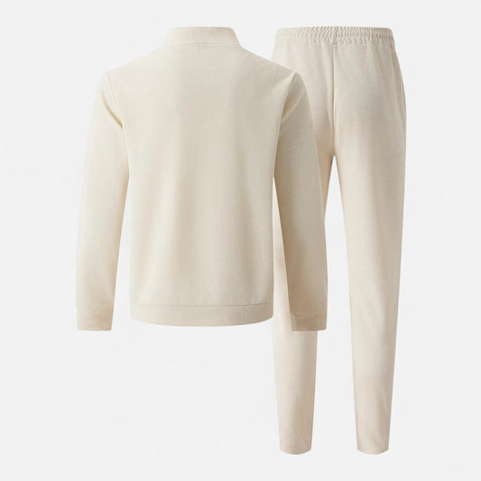 Delvoir | Men’s Long Sleeve Two-Piece Zipper Set – Relaxed Sophistication, All-Season Versatility
