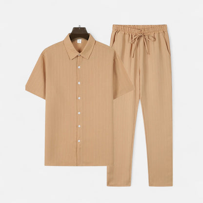 Delvoir | Men’s Long Two-Piece Set – Relaxed Refinement, All-Season Versatility