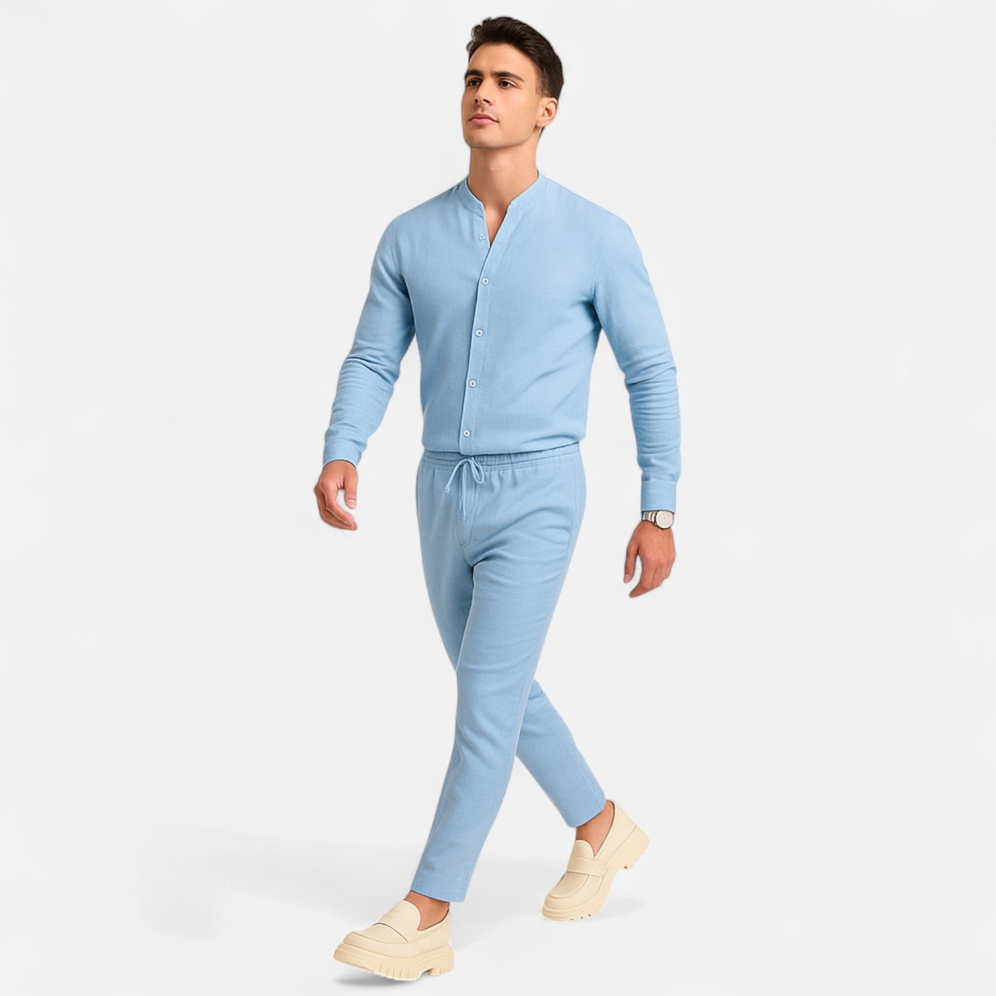 Delvoir | Men’s Long Sleeve Two-Piece Set – Refined Comfort, Effortless Versatility