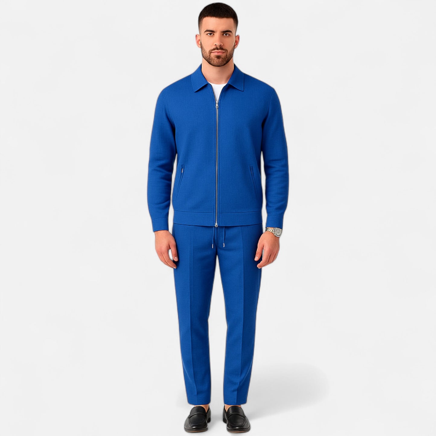 Delvoir | Men’s Long Sleeve Two-Piece Zipper Set – Relaxed Sophistication, All-Season Versatility