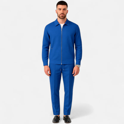 Delvoir | Men’s Long Sleeve Two-Piece Zipper Set – Relaxed Sophistication, All-Season Versatility