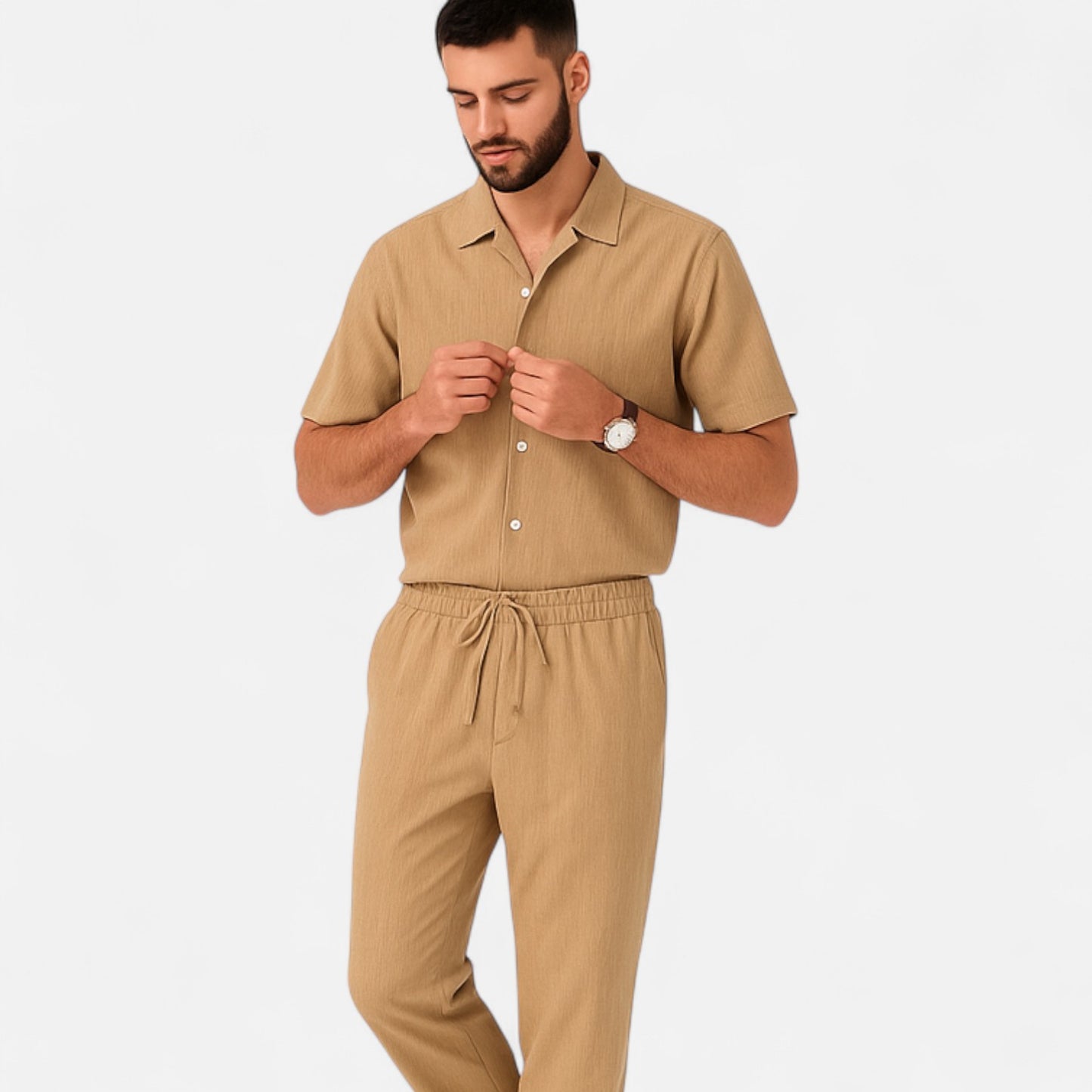 Delvoir | Men’s Long Two-Piece Set – Relaxed Refinement, All-Season Versatility