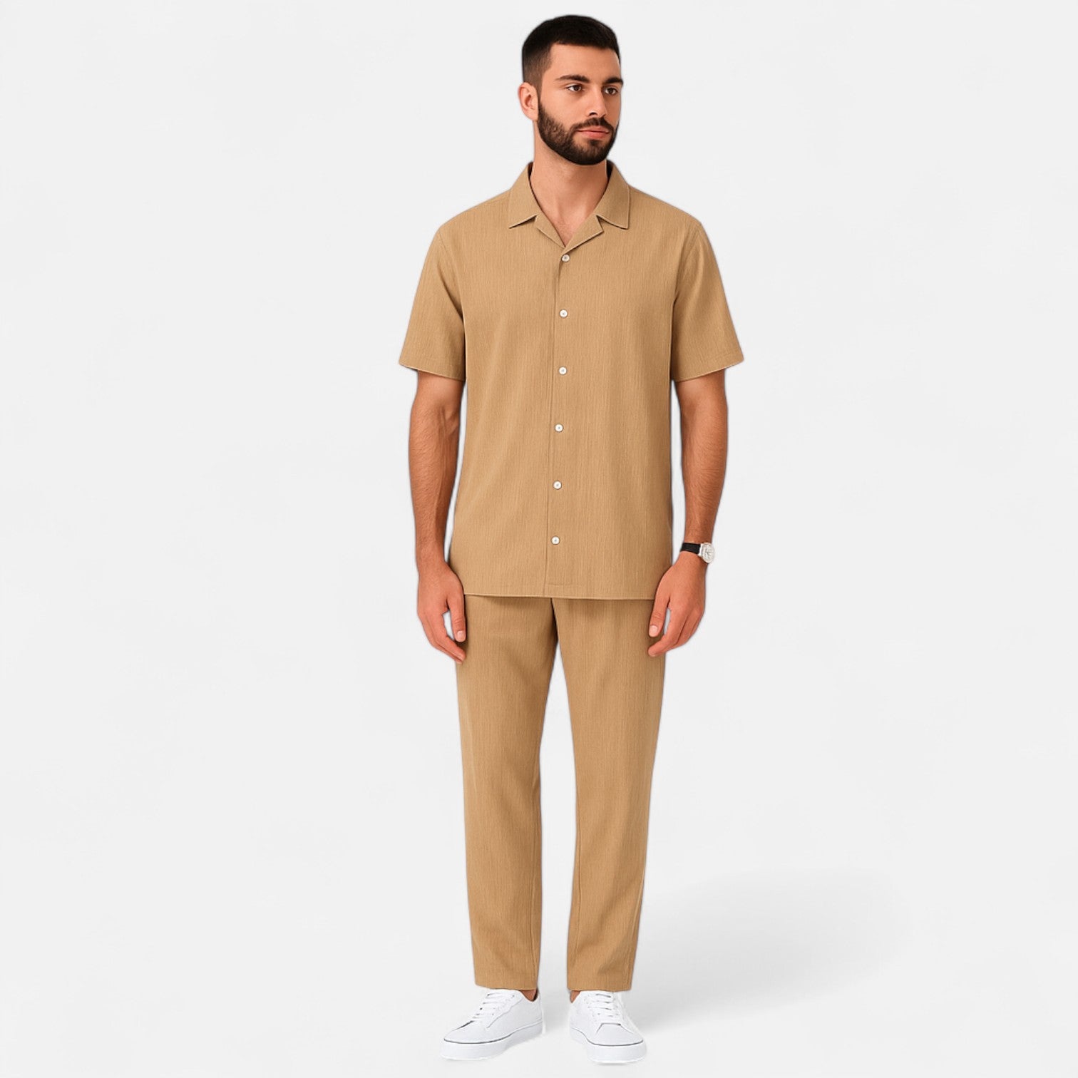 Delvoir | Men’s Long Two-Piece Set – Relaxed Refinement, All-Season Versatility