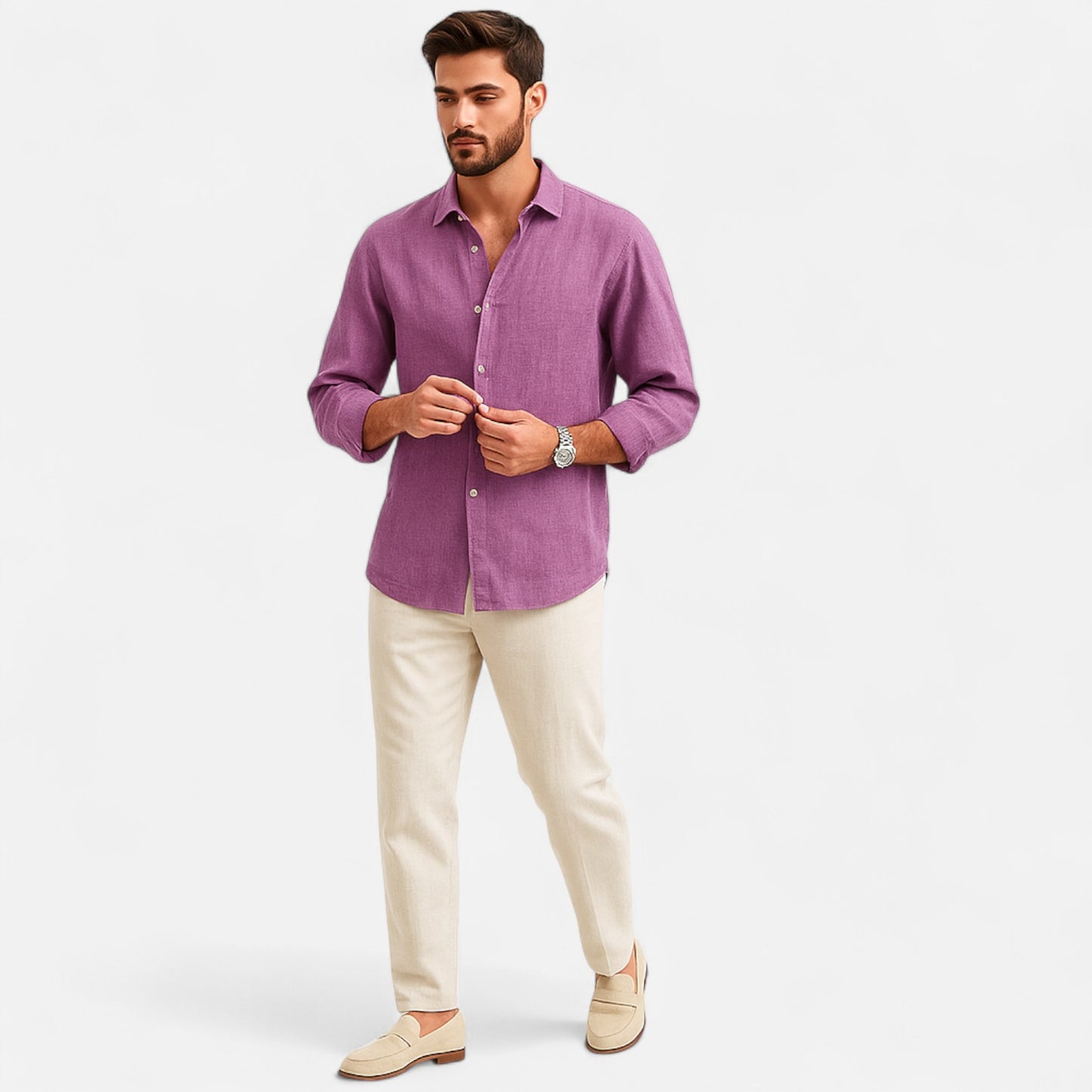 Delvoir | Men’s Classic Fit Linen Shirt – Timeless Comfort, Effortless Sophistication