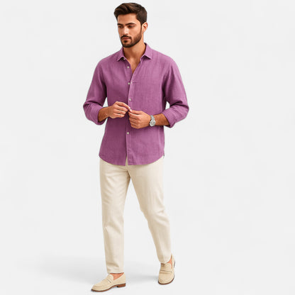 Delvoir | Men’s Classic Fit Linen Shirt – Timeless Comfort, Effortless Sophistication