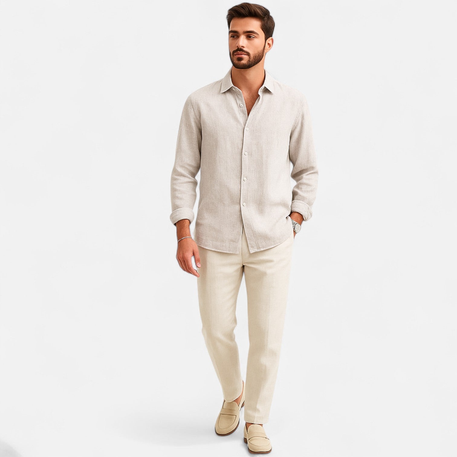 Delvoir | Men’s Classic Fit Linen Shirt – Timeless Comfort, Effortless Sophistication