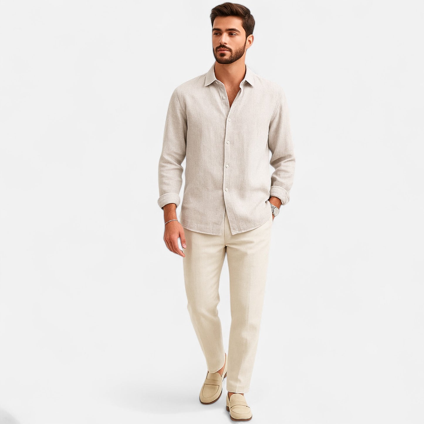 Delvoir | Men’s Classic Fit Linen Shirt – Timeless Comfort, Effortless Sophistication