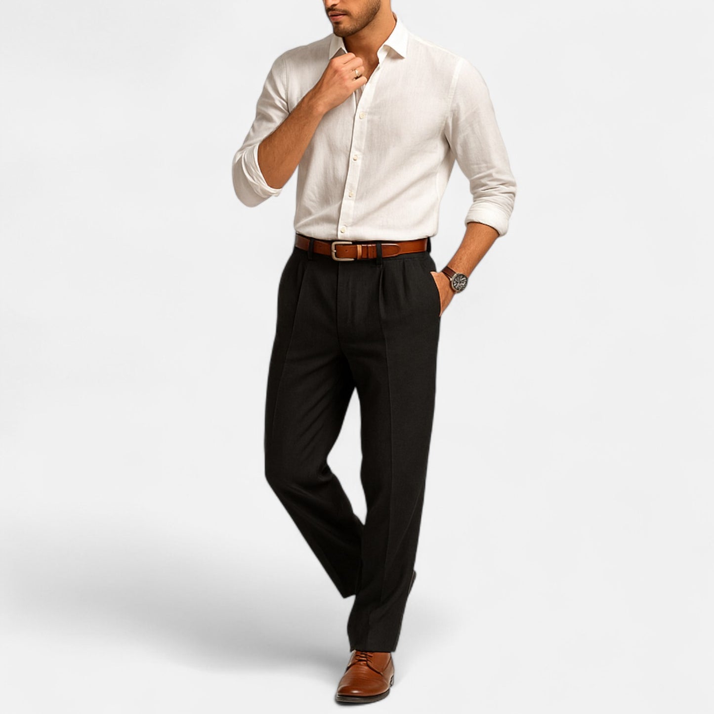 Delvoir | Men’s Pleated Trousers – Structured Elegance, Contemporary Comfort