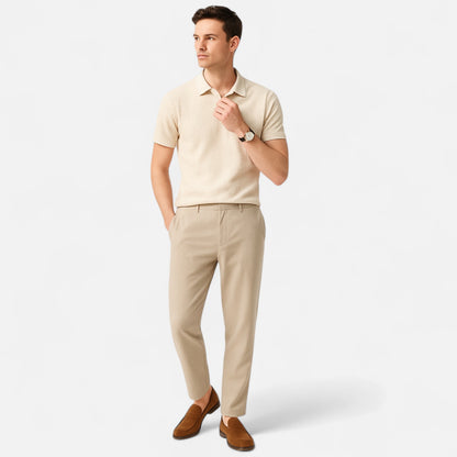 Delvoir Men’s Waffle Knit Polo Shirt – Elevated Texture, Supreme Flexibility