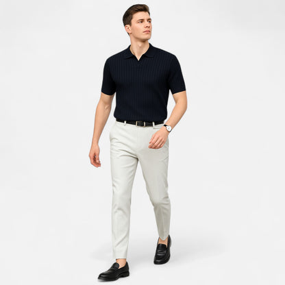 Delvoir | Men’s Summer Slim Fit Polo Shirt – Tailored Elegance, Lightweight Comfort