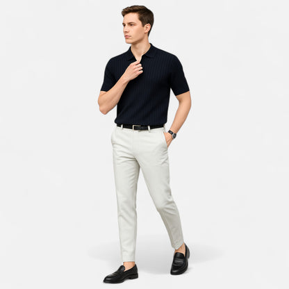 Delvoir | Men’s Summer Slim Fit Polo Shirt – Tailored Elegance, Lightweight Comfort