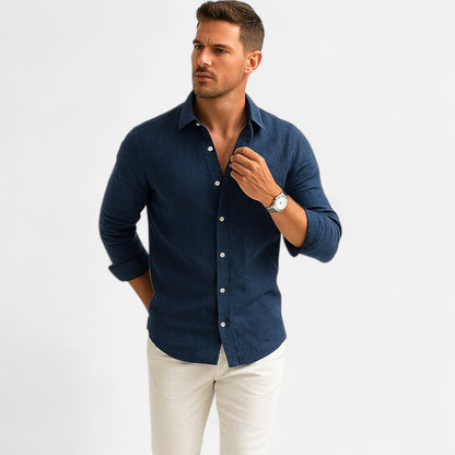 Delvoir | Men’s Cotton-Linen Casual Shirt – Effortless Comfort, Timeless Style