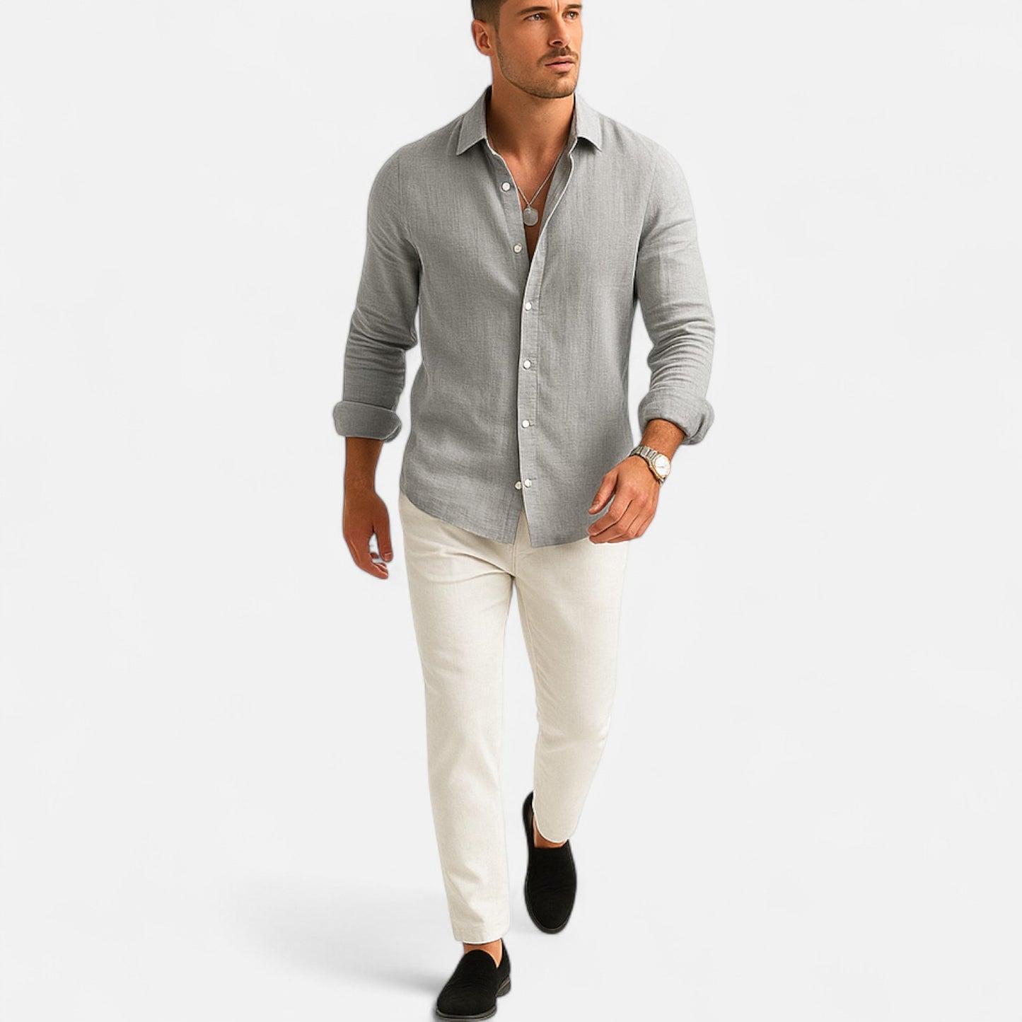Delvoir | Men’s Cotton-Linen Casual Shirt – Effortless Comfort, Timeless Style