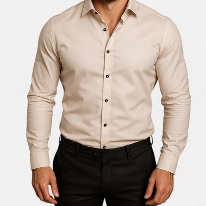 Delvoir | Men’s Classic Wrinkle-Free Shirt – Timeless Elegance, Effortless Maintenance