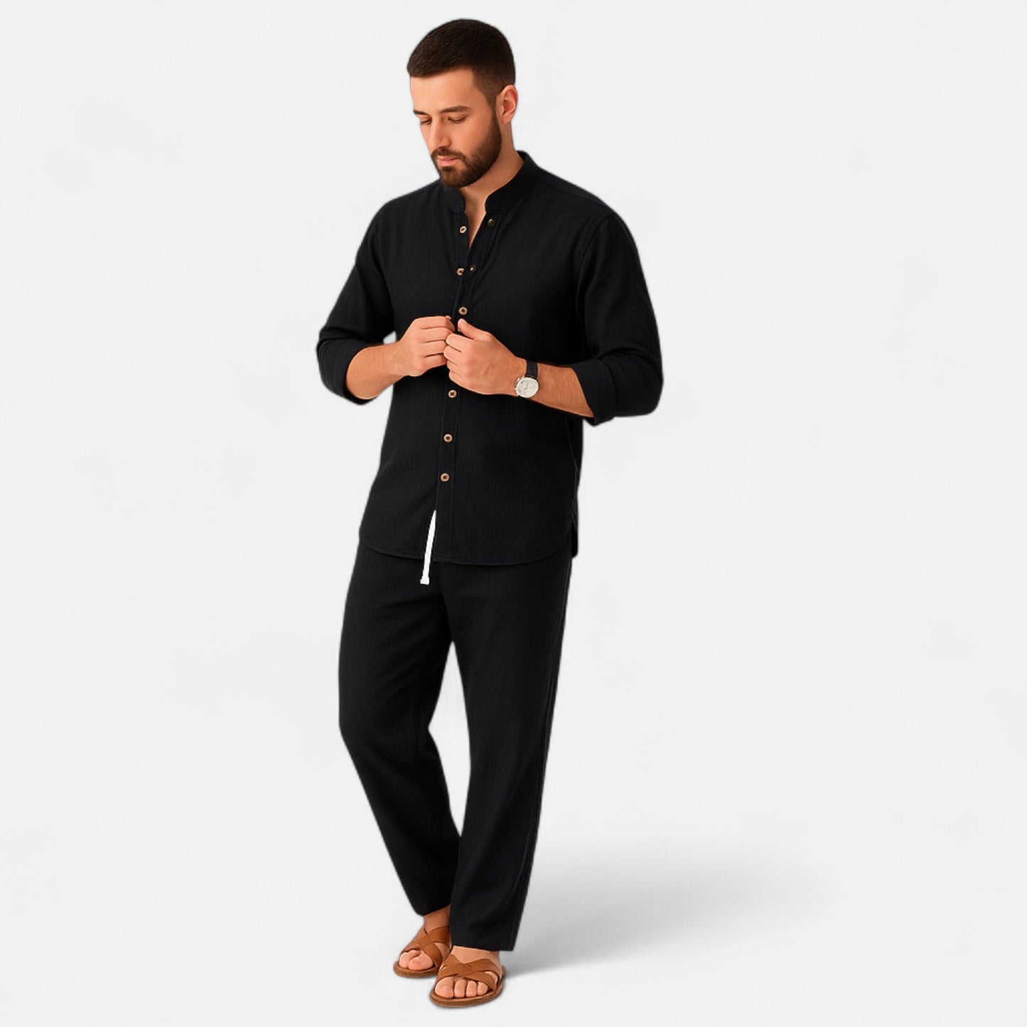 Delvoir | Men’s Long Sleeve Two-Piece Set – Refined Comfort, Effortless Versatility