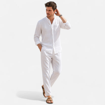 Delvoir | Men’s Long Sleeve Linen Two-Piece Set