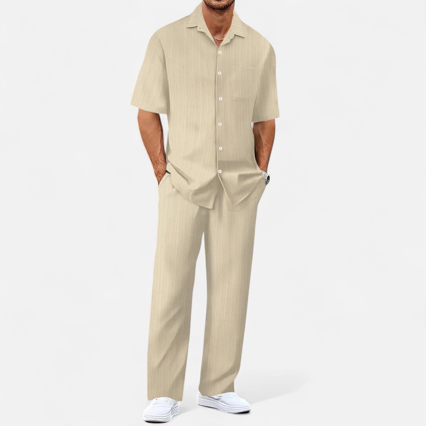 Delvoir | Men’s Long Two-Piece Set – Relaxed Refinement, All-Season Versatility