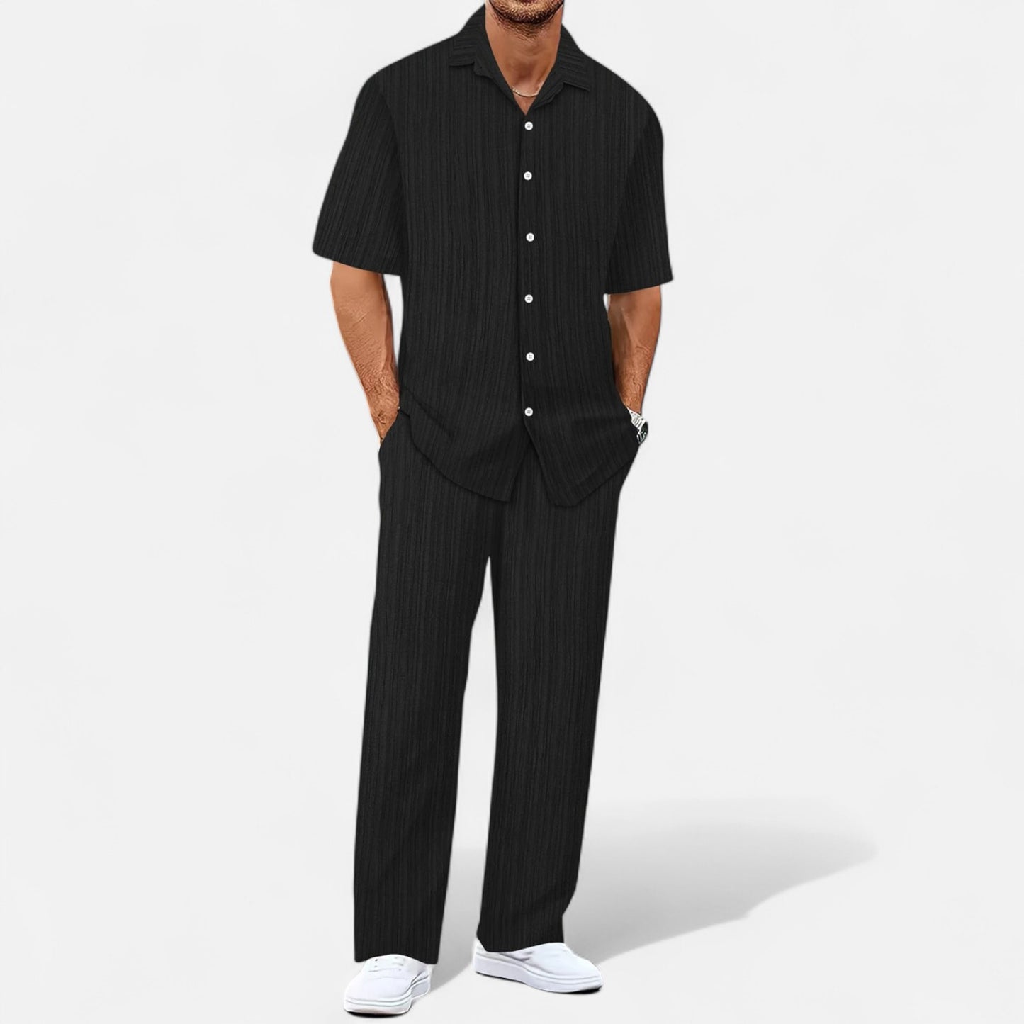 Delvoir | Men’s Long Two-Piece Set – Relaxed Refinement, All-Season Versatility