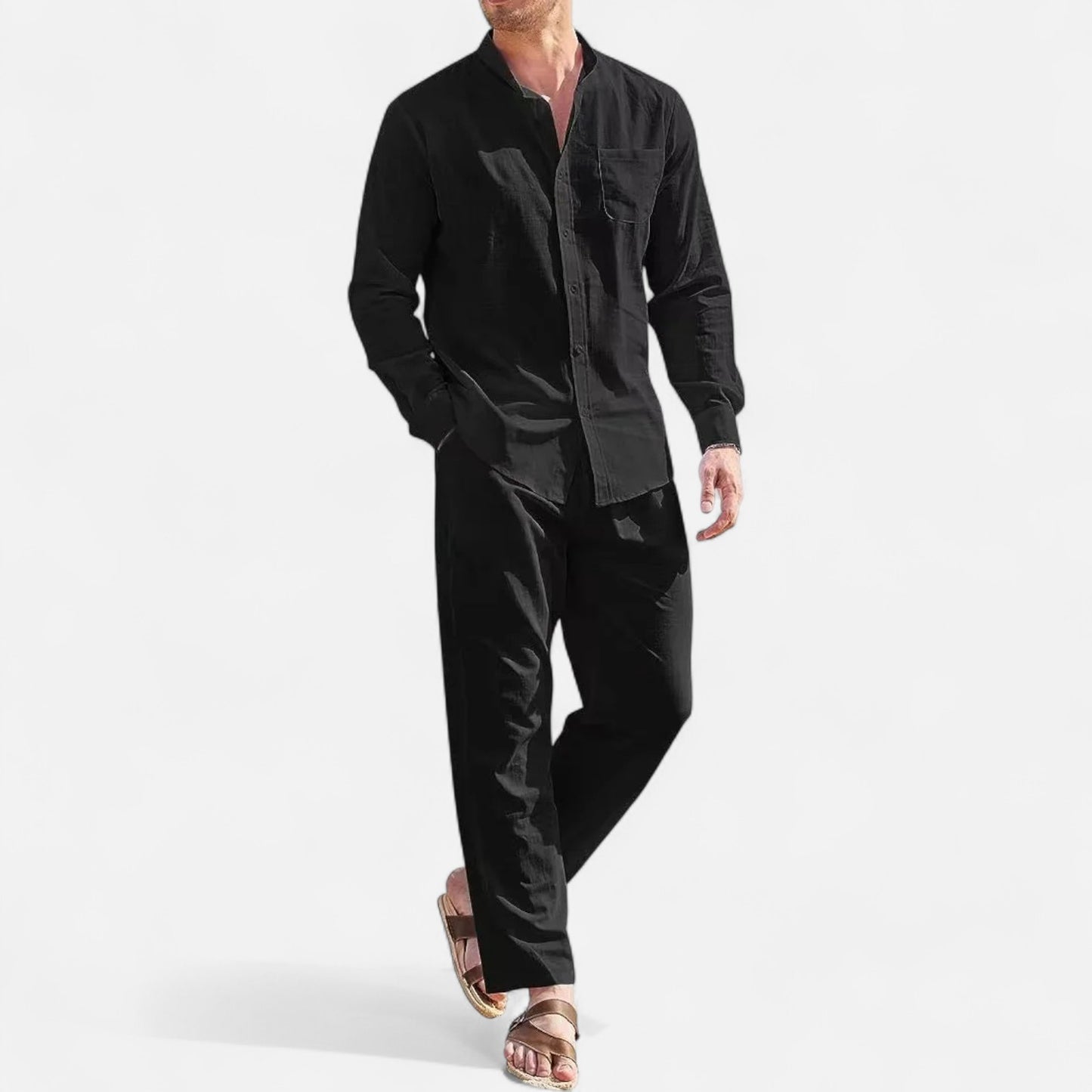 Delvoir | Men’s Long Sleeve Linen Two-Piece Set
