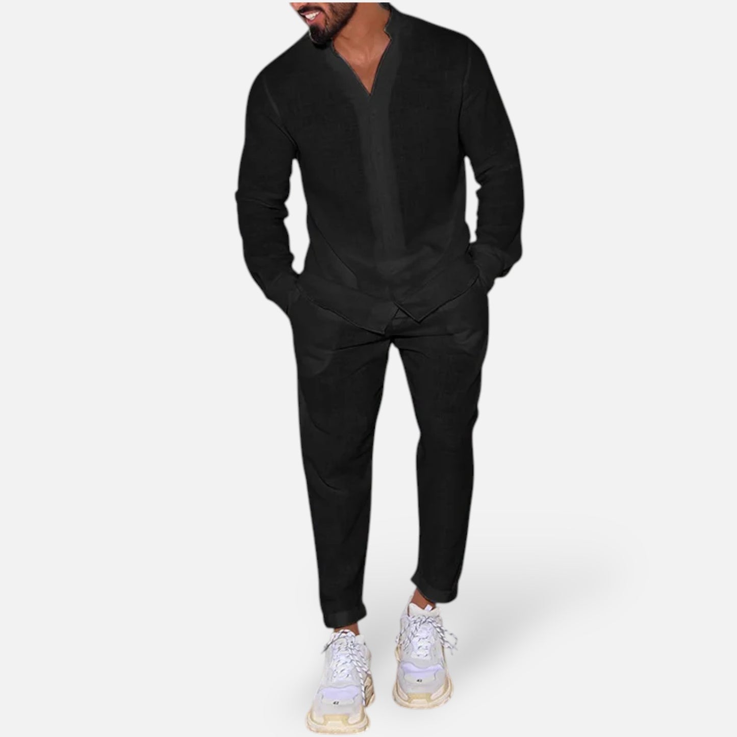 Delvoir | Men’s Long Sleeve Two-Piece Set – Refined Comfort, Effortless Versatility