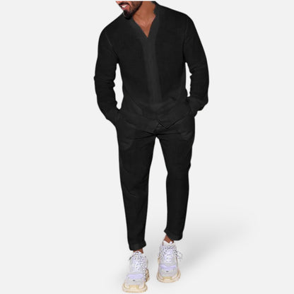 Delvoir | Men’s Long Sleeve Two-Piece Set – Refined Comfort, Effortless Versatility