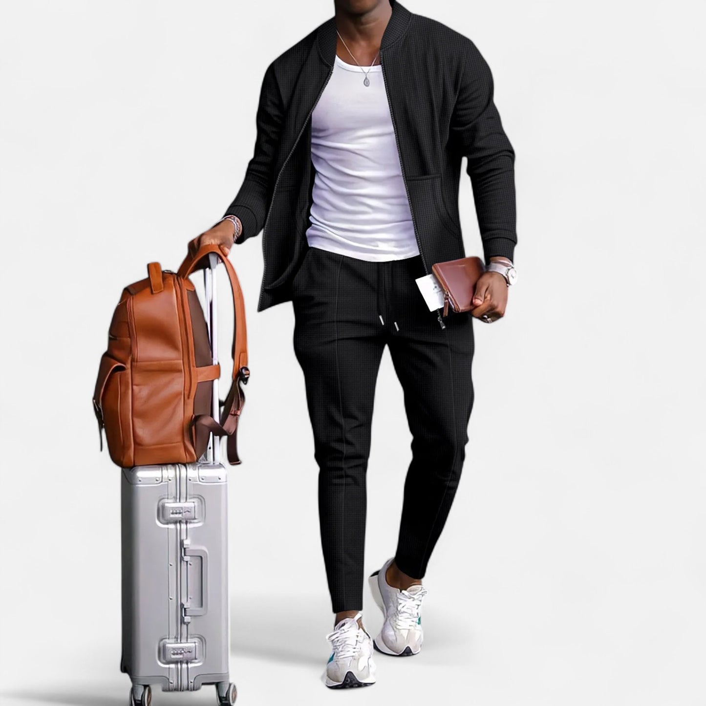Delvoir | Men’s Long Sleeve Two-Piece Zipper Set – Relaxed Sophistication, All-Season Versatility