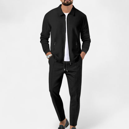 Delvoir | Men’s Long Sleeve Two-Piece Zipper Set – Relaxed Sophistication, All-Season Versatility