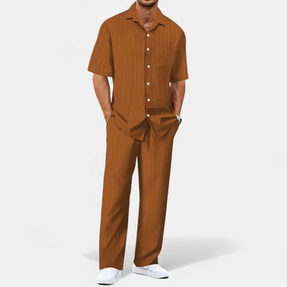 Delvoir | Men’s Long Two-Piece Set – Relaxed Refinement, All-Season Versatility