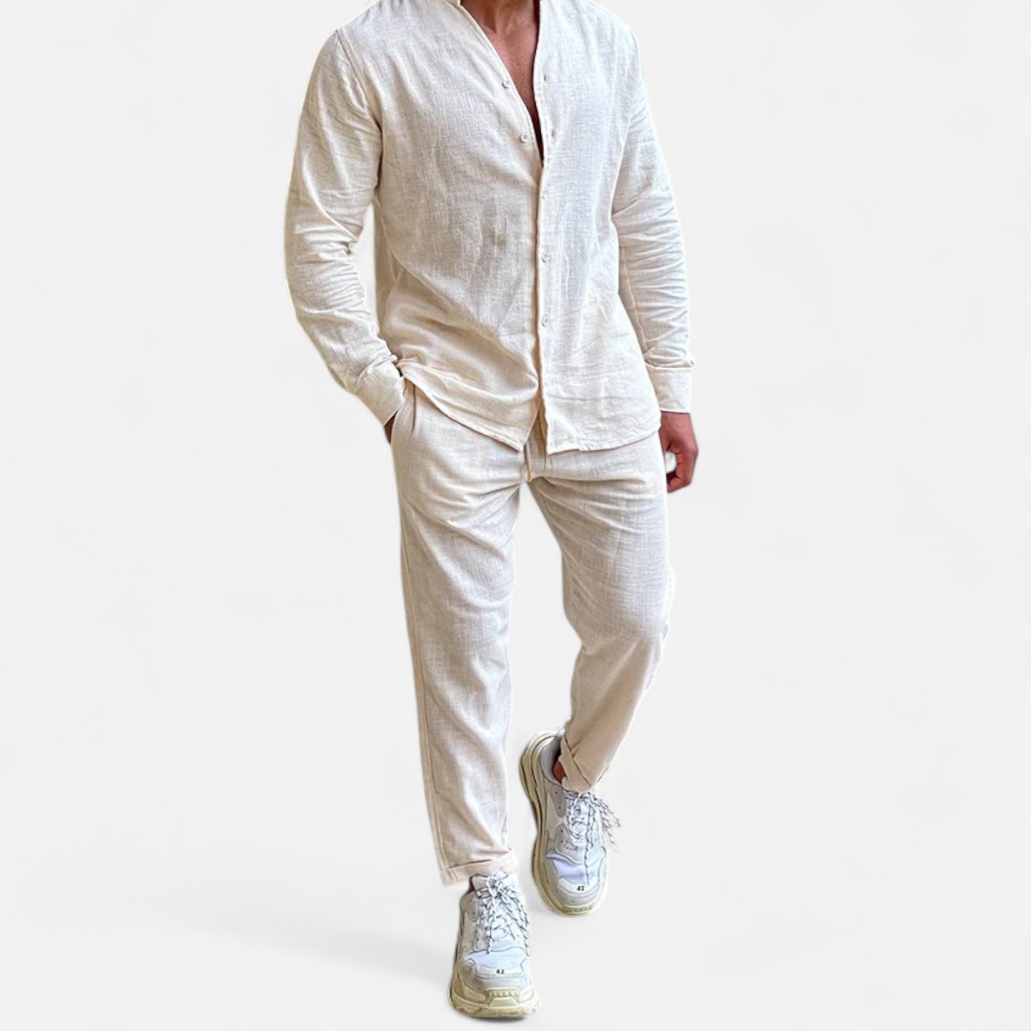 Delvoir | Men’s Long Sleeve Two-Piece Set – Refined Comfort, Effortless Versatility