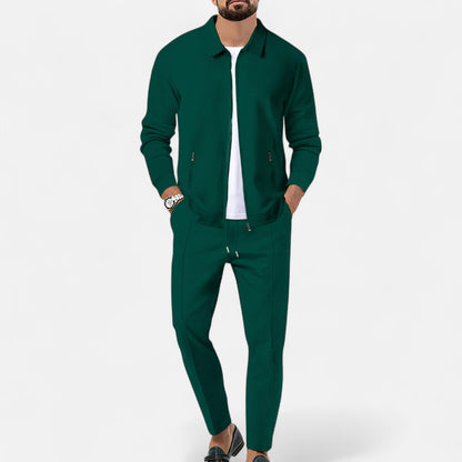 Delvoir | Men’s Long Sleeve Two-Piece Zipper Set – Relaxed Sophistication, All-Season Versatility