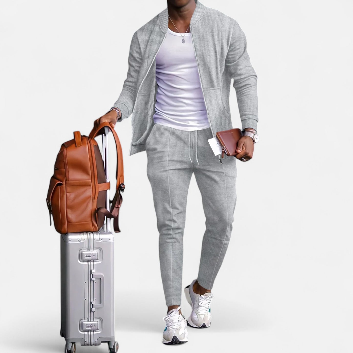 Delvoir | Men’s Long Sleeve Two-Piece Zipper Set – Relaxed Sophistication, All-Season Versatility