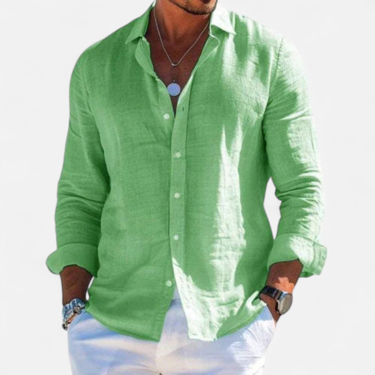 Delvoir | Men’s Cotton-Linen Casual Shirt – Effortless Comfort, Timeless Style