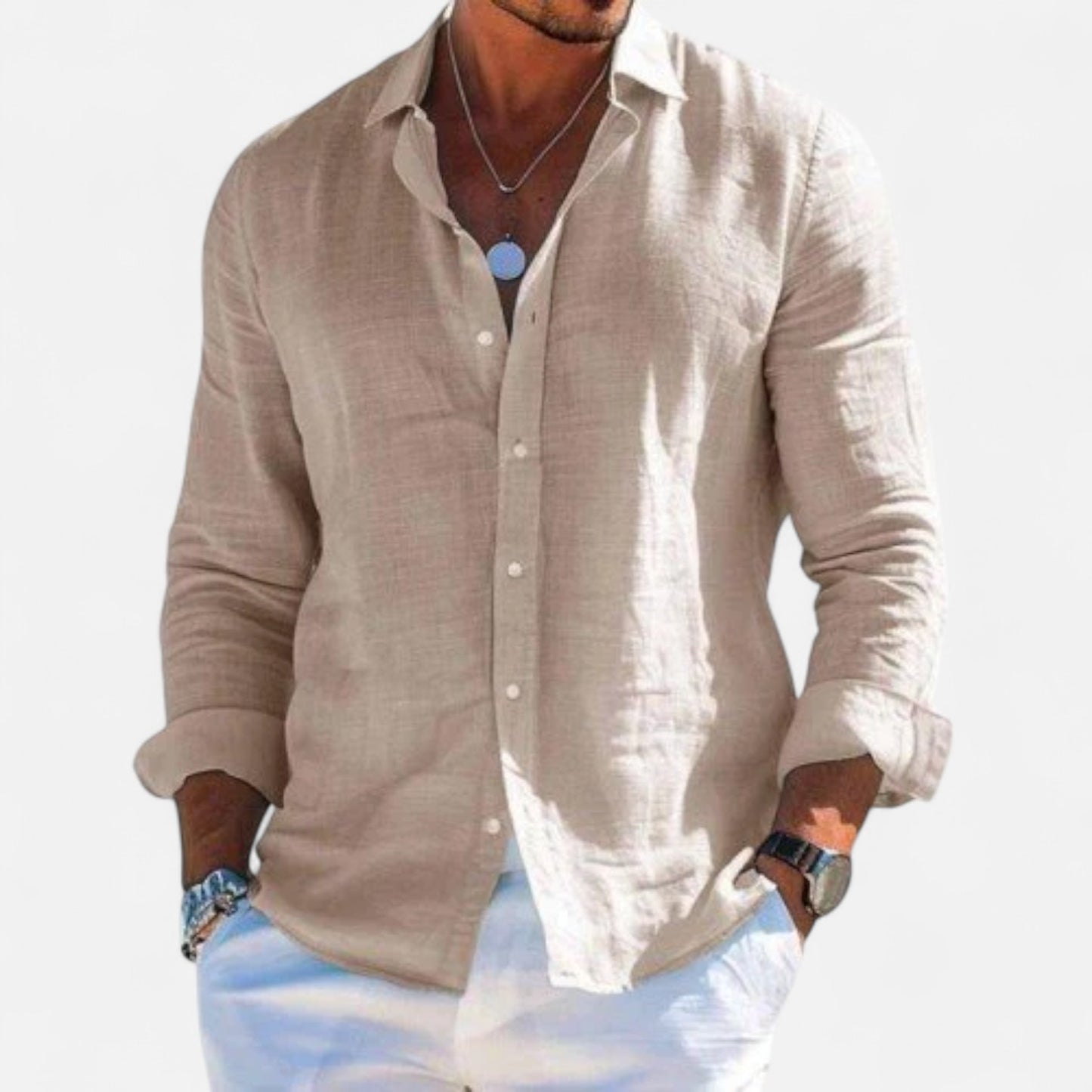 Delvoir | Men’s Cotton-Linen Casual Shirt – Effortless Comfort, Timeless Style