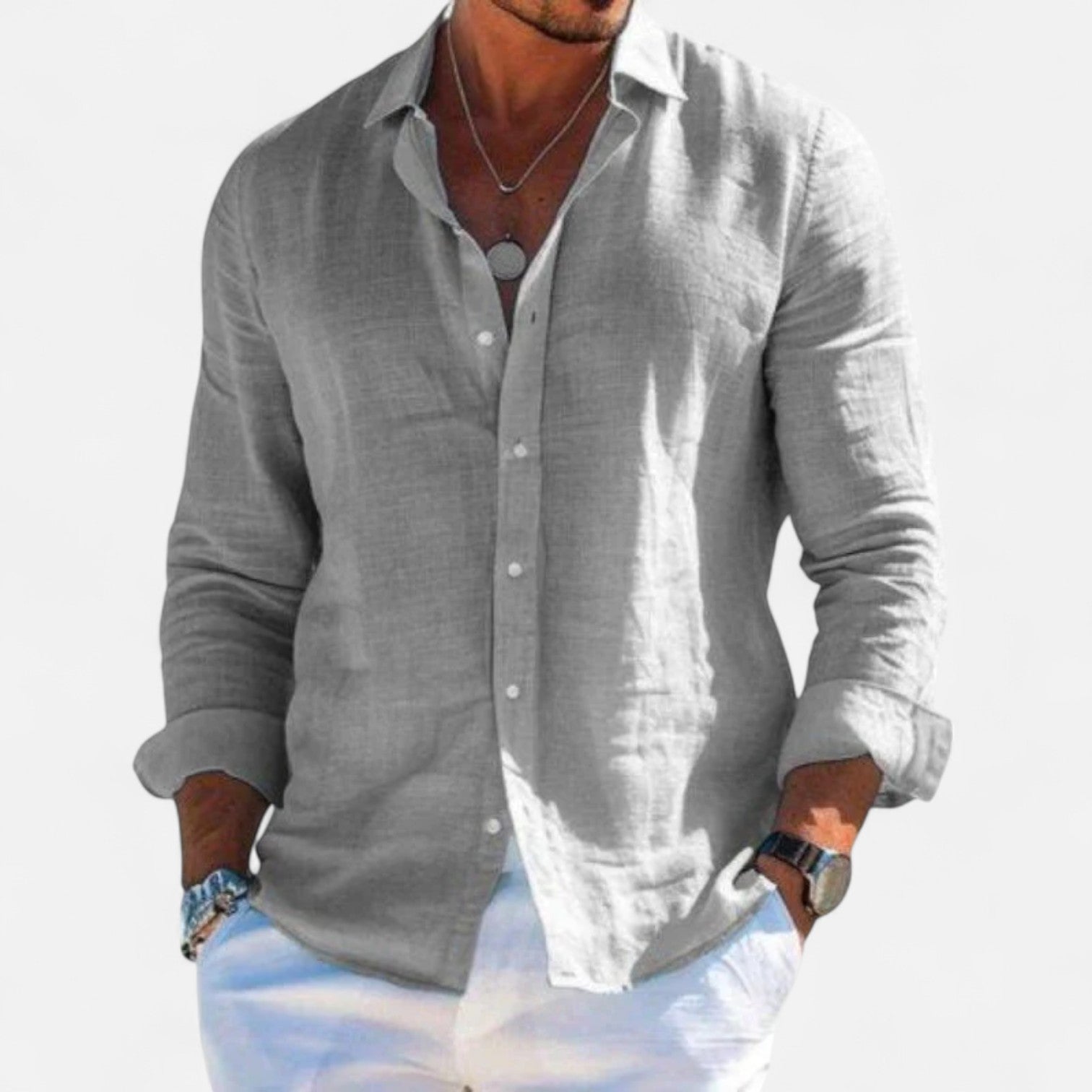 Delvoir | Men’s Cotton-Linen Casual Shirt – Effortless Comfort, Timeless Style