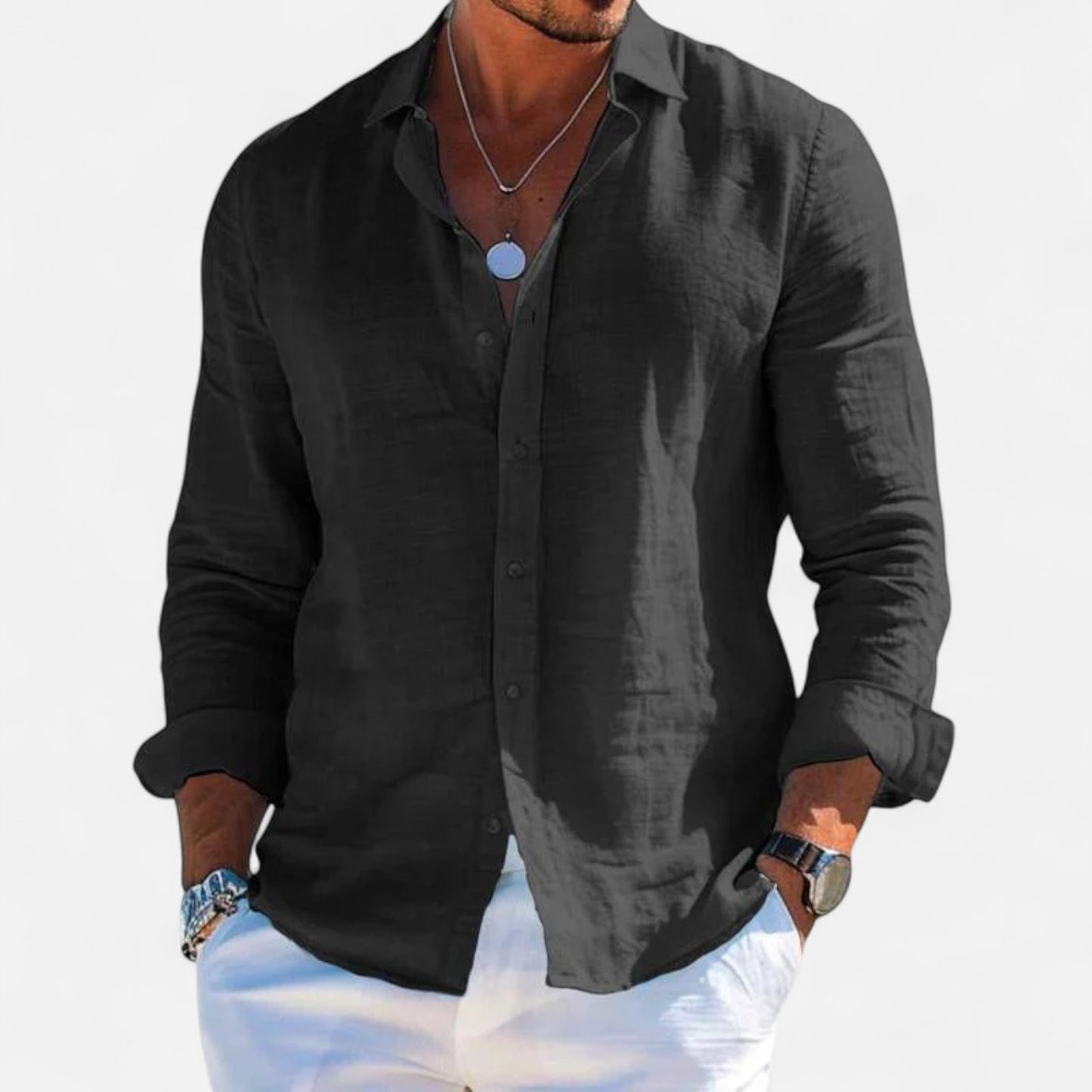 Delvoir | Men’s Cotton-Linen Casual Shirt – Effortless Comfort, Timeless Style