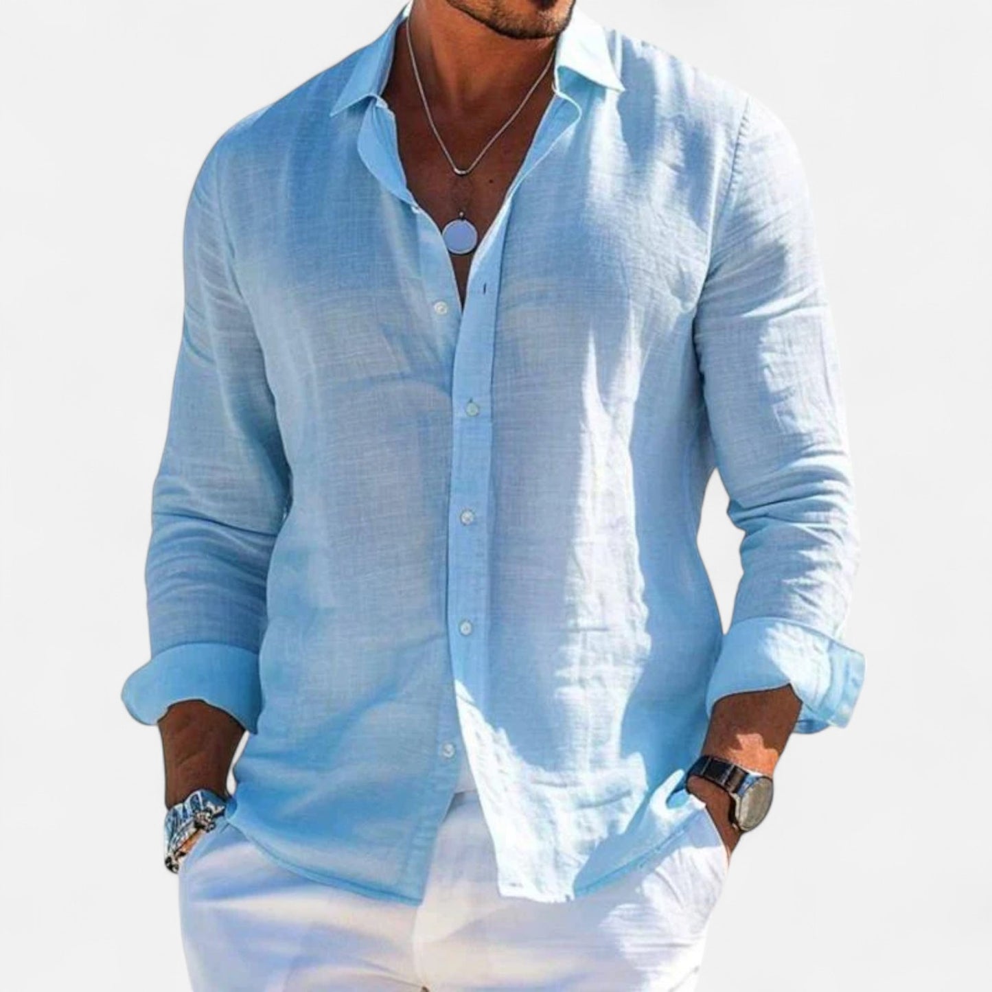 Delvoir | Men’s Cotton-Linen Casual Shirt – Effortless Comfort, Timeless Style