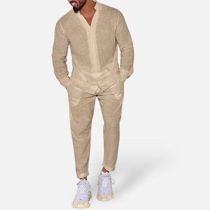 Delvoir | Men’s Long Sleeve Two-Piece Set – Refined Comfort, Effortless Versatility