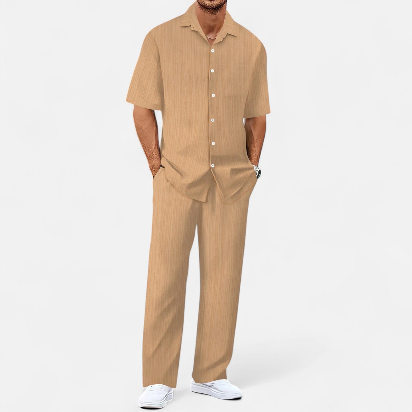 Delvoir | Men’s Long Two-Piece Set – Relaxed Refinement, All-Season Versatility