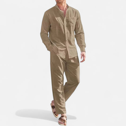 Delvoir | Men’s Long Sleeve Linen Two-Piece Set