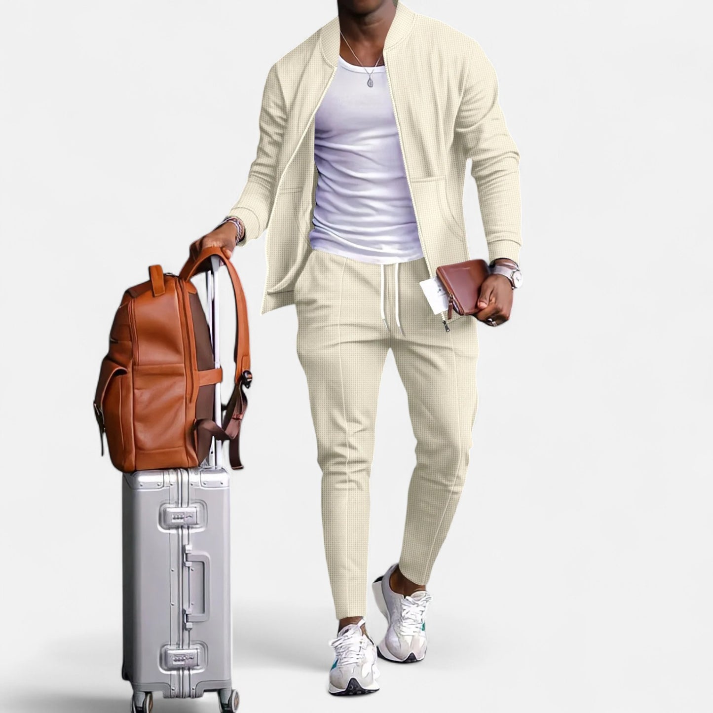 Delvoir | Men’s Long Sleeve Two-Piece Zipper Set – Relaxed Sophistication, All-Season Versatility