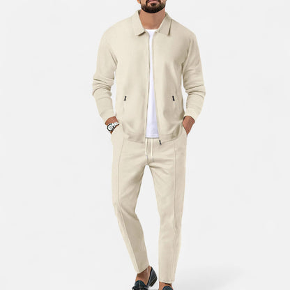 Delvoir | Men’s Long Sleeve Two-Piece Zipper Set – Relaxed Sophistication, All-Season Versatility