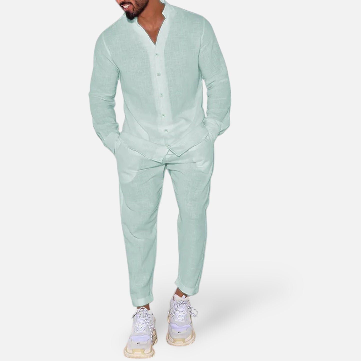 Delvoir | Men’s Long Sleeve Two-Piece Set – Refined Comfort, Effortless Versatility